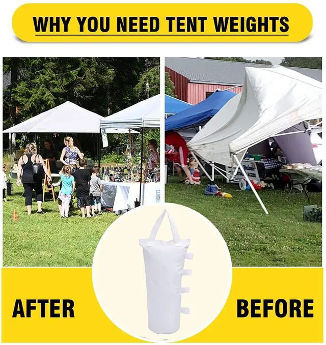 Alt view image 7 of 7 - Canopy Weights Bag Leg Weight for Pop up Canopy Tent, Sand Bags for Patio Umbrella Instant Outdoor Sun Shelter,4 Pack-White