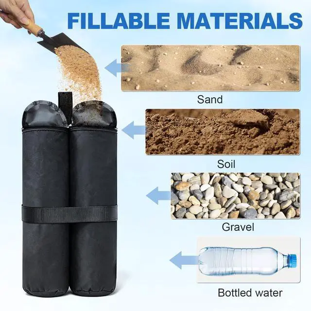 Alt view image 5 of 7 - 120 LBS Zipper Top Sand Bags for Canopy Legs (Without Sand) Sand Bags for Weight - Sandbags for Gazebo Legs, 600D Oxford Cloth Pop Up Canopy Tent Weights - Canopy Weight Bags, Set of 4-Black