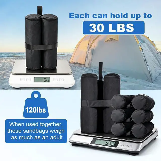 Alt view image 7 of 7 - 120 LBS Zipper Top Sand Bags for Canopy Legs (Without Sand) Sand Bags for Weight - Sandbags for Gazebo Legs, 600D Oxford Cloth Pop Up Canopy Tent Weights - Canopy Weight Bags, Set of 4-Black