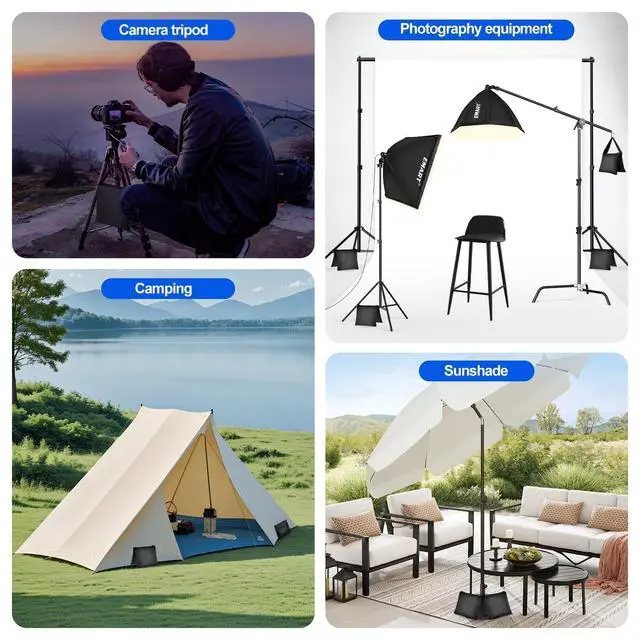 Alt view image 6 of 7 - 4 Pack Sand Bags for Weight, Heavy Duty Sandbags for Light Stand Tripod, Photography Equipment, Canopy Weights, Pop Up Tent, Umbrella Base, Backdrop Stand, Camping, Fishing Chair, Sports