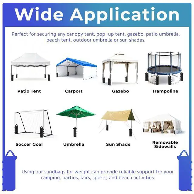 Alt view image 3 of 6 - Canopy Weights Sand Bags 4 Pack Canopy Weight Bag SandBags for Canopy Legs Outdoor Pop Up Tent Gazebo Weights Set of 4 (4)