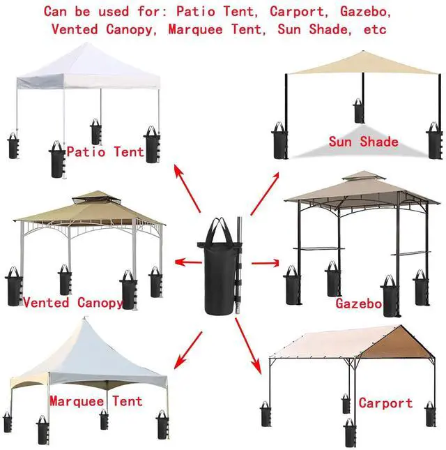 Alt view image 5 of 7 - Industrial Grade Weight Bags for Pop up Canopy Tent Sand Bags for Instant Outdoor Sun Shelter Canopy Legs