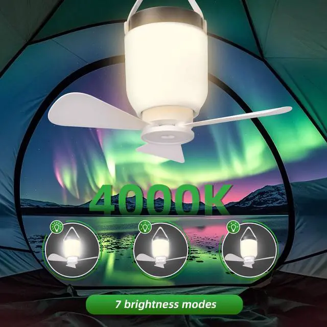 Alt view image 2 of 6 - Camping Accessories Fan with Light - Portable Rechargeable Tent Fan with 8000mAh Battery, Remote Control & Hanging Hook - Cool Camping Gear for Tents, Outdoor, RV & Car Essentials