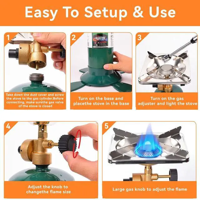 Alt view image 4 of 6 - Camping Propane Stove,Portable Camping Stove, Backpacking Stove Propane Camping Stove,10000BTU Single Burner Propane Stove for Outdoor Cooking,Fuel by 16 Oz Propane Cylinder (Fuel not Included)