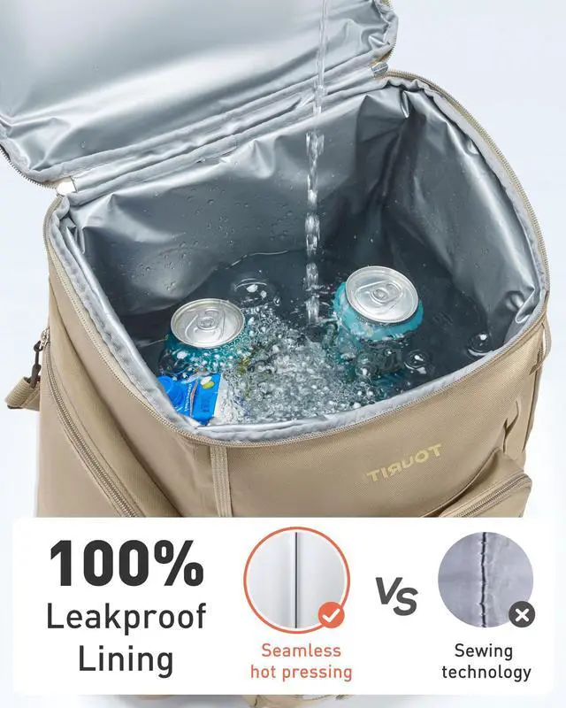 Alt view image 4 of 7 - Rolling Cooler Backpack: Leakproof Waterproof Insulated 36 Cans Beach Cooler with Wheels and Handle Outdoor Camping Picnic Travel Black