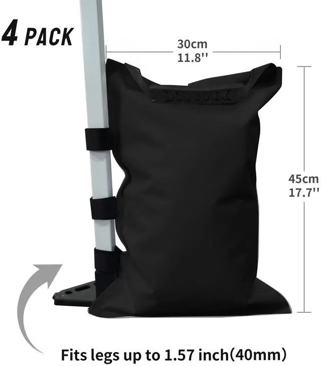 Alt view image 4 of 7 - Sand Bags for Canopy Legs (120 LBS) Sandbags for Weight, Canopy Weights, Pop Up Tent Weights Bags, Black (Unfilled)