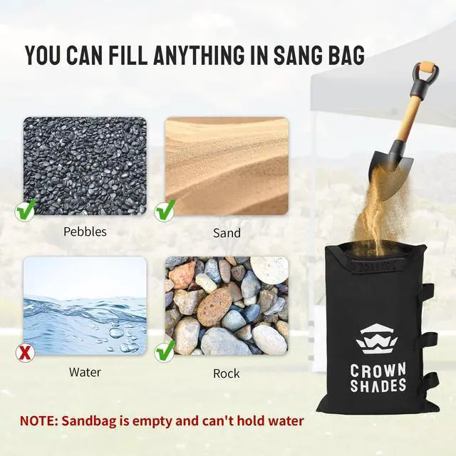 Alt view image 6 of 7 - Sand Bags for Canopy Legs (120 LBS) Sandbags for Weight, Canopy Weights, Pop Up Tent Weights Bags, Black (Unfilled)