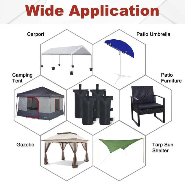 Alt view image 7 of 7 - Canopy Weights Set of 4-120LBS Sand Bags Upgraded for Pop up Tent, Weight Bags for Outdoor Gazebo, Trampoline, Pergola, Black (Without Sand)