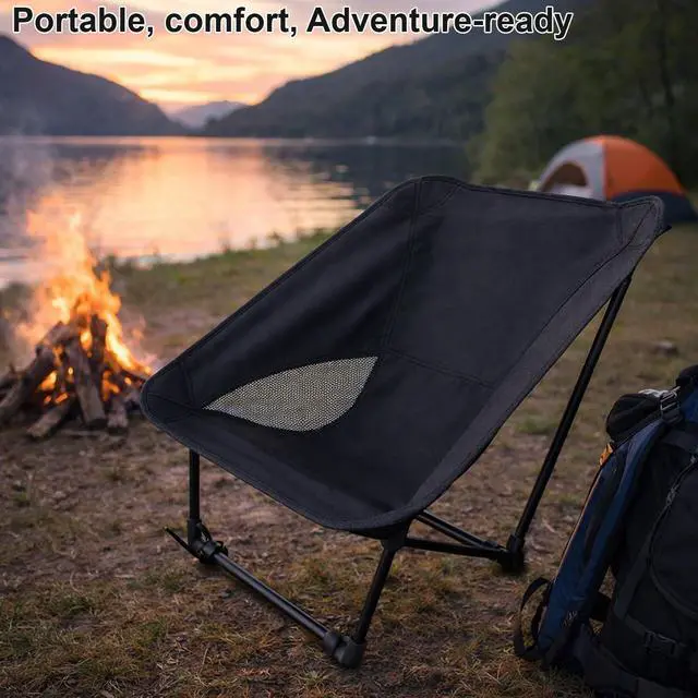 Alt view image 2 of 7 - Portable Camping Chair for Young Adults and Teens, Holds 220 LB, Lightweight & Compact Foldable Camp Chair for Backpacking Travel, Outdoor Folding Chair for Beach, Sports, Fishing, Lawn & Concert