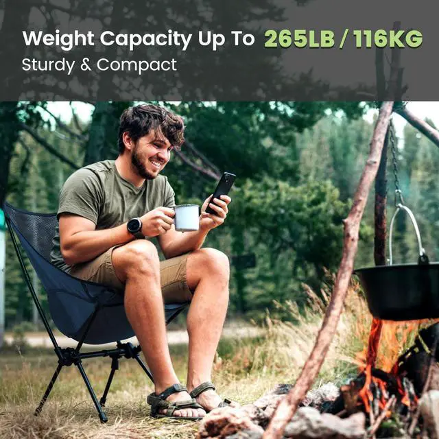 Alt view image 4 of 7 - Portable Camping Chair Lightweight Compact Folding Chair Mesh for Outdoor Camp Travel Beach Picnic Festival Hiking Backpacking Navy Blue 2 Pack