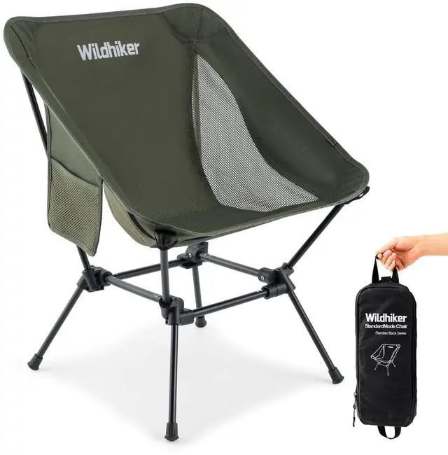 Main image of Lightweight Camping Chair Folding Portable Chair for Adults, 2.16 lbs with Square Base and Carry Bag for Travel, Fishing, Motorcycle, Festival Green