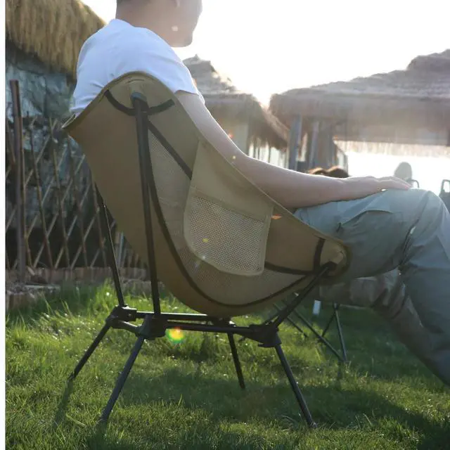 Alt view image 2 of 6 - Lightweight Camping Chair Folding Portable Chair for Adults, 2.16 lbs with Square Base and Carry Bag for Travel, Fishing, Motorcycle, Festival Green