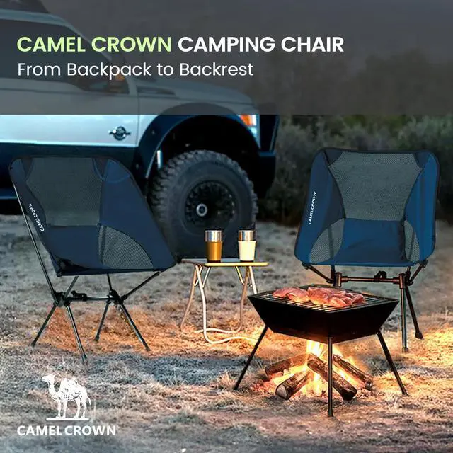Alt view image 7 of 7 - Portable Camping Chair Lightweight Compact Folding Chair Mesh for Outdoor Camp Travel Beach Picnic Festival Hiking Backpacking Navy Blue 2 Pack