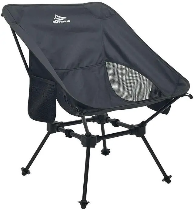 Main image of Portable Camping Folding Chair Lightweight Camp Chair With Cup Holder and Side Bag Compact Backpacking Chairs for Camp Hiking Lawn Beach Sports (Black)