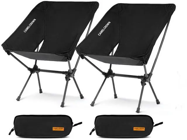 Main image of Portable Camping Chair Folding Compact Lawn Lightweight Backpacking Chair with Carry Bag for Outdoor Hiking Beach Travel Picnic Festival Black 2pc