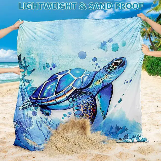 Alt view image 4 of 6 - Beach Blanket Waterproof Sandproof Beach Mat 79" X 83"/10'x9'for 2-8 Adults Quick Drying Outdoor Picnic Mat Beach Accessories for Travel, Camping, Hiking