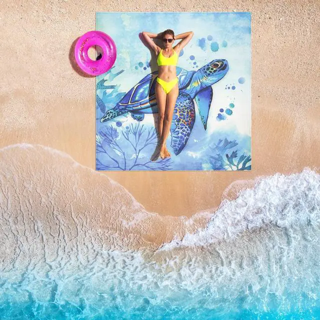 Alt view image 6 of 6 - Beach Blanket Waterproof Sandproof Beach Mat 79" X 83"/10'x9'for 2-8 Adults Quick Drying Outdoor Picnic Mat Beach Accessories for Travel, Camping, Hiking