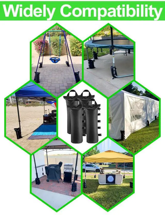 Alt view image 7 of 7 - 120LBS Extra Large Heavy Duty Canopy Weights Sand Bags for Ez Pop Up Canopy Tent Gazebo Outdoor Instant Sun Shelter Patio Umbrella, Upgraded 5 Full-Sized Magic Stick and 2 Nylon Handles, 4Pack