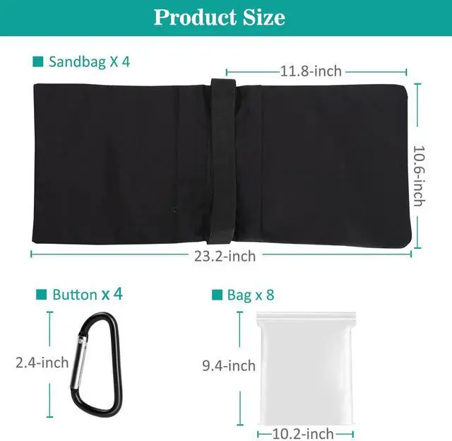 Alt view image 5 of 7 - 4 Packs Sandbags Weight Bags for Light Stand Photography Video Equipment, Heavy Duty Saddlebag for Backdrop Stand, Photo Tripod, Canopy, Pop up Tent, Umbrella Base, Fishing Chair, Picnic Table