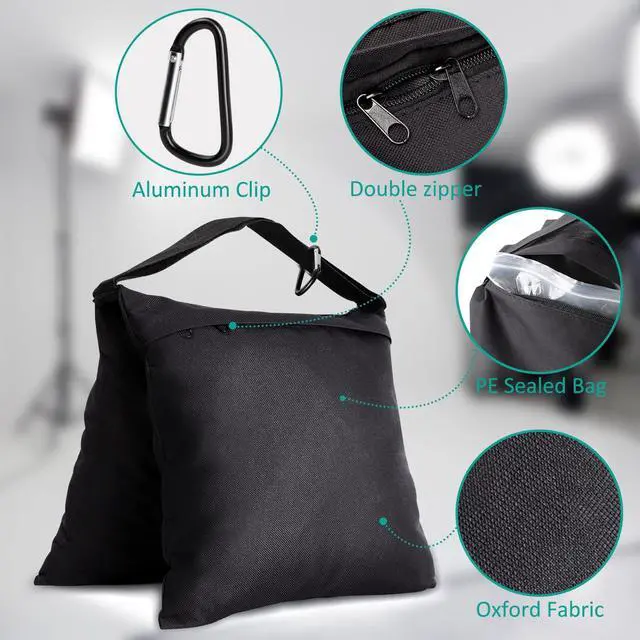 Alt view image 3 of 7 - 4 Packs Sandbags Weight Bags for Light Stand Photography Video Equipment, Heavy Duty Saddlebag for Backdrop Stand, Photo Tripod, Canopy, Pop up Tent, Umbrella Base, Fishing Chair, Picnic Table