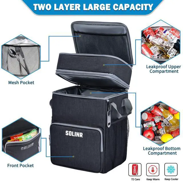 Alt view image 2 of 6 - 72-Can Large Rolling Cooler, Leakproof Insulated Soft Cooler Bag with Wheels and Handle Collapsible for Beach Camping Patio Travel Outdoor