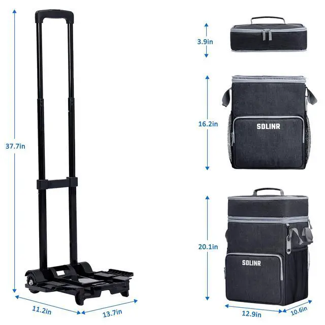 Alt view image 6 of 6 - 72-Can Large Rolling Cooler, Leakproof Insulated Soft Cooler Bag with Wheels and Handle Collapsible for Beach Camping Patio Travel Outdoor