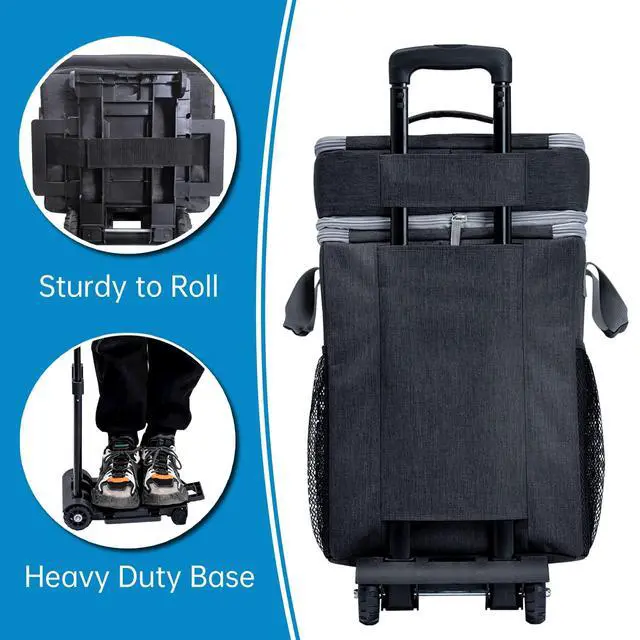 Alt view image 5 of 6 - 72-Can Large Rolling Cooler, Leakproof Insulated Soft Cooler Bag with Wheels and Handle Collapsible for Beach Camping Patio Travel Outdoor