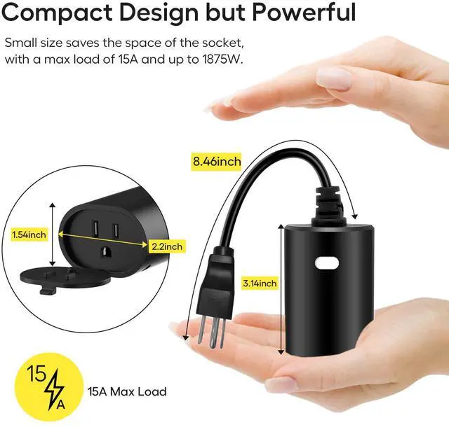 Alt view image 5 of 7 - Zwave Outlet Plug, 800 Series Outdoor Z-Wave LR Smart Plug, On/Off Switch, Z Wave Hub Required, IP65 Weather-Resistant Waterproof, Built-in Repeater, Compatible with SmartThings Black (MP22Z)