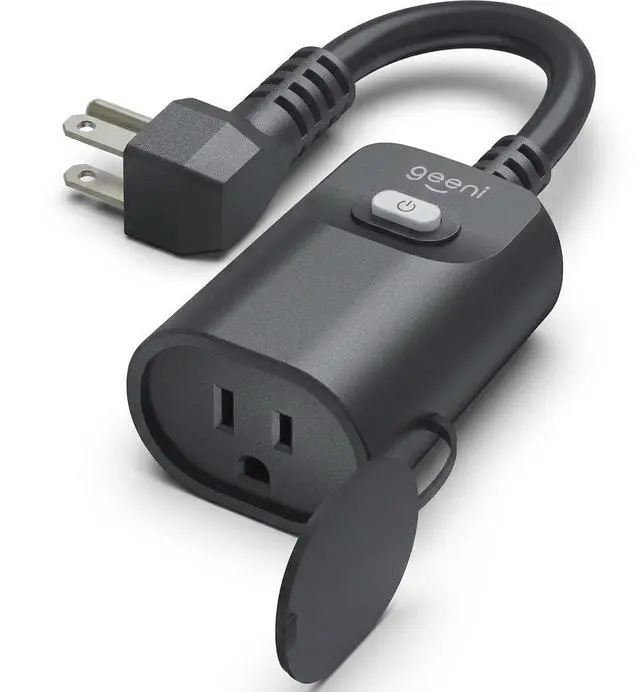 Main image of Indoor/Outdoor Smart Plug Weatherproof, 1 Socket Wireless Remote Control and Timer Works with Alexa, Google Assistant, Requires 2.4 GHz WiFi, Black