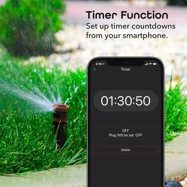 Alt view image 6 of 7 - Indoor/Outdoor Smart Plug Weatherproof, 1 Socket Wireless Remote Control and Timer Works with Alexa, Google Assistant, Requires 2.4 GHz WiFi, Black