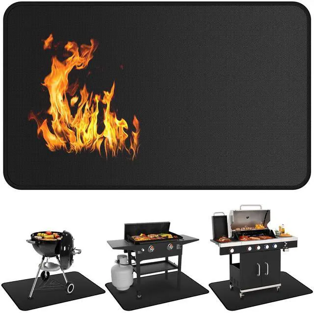 Main image of Under Grill Mats for Outdoor Grill - 65 x 39 Inch BBQ Mats for Outdoor Grill Deck Protector, Double-Sided Fireproof Oil-Proof Waterproof, Easy to Clean, Perfect for Outdoor Grilling