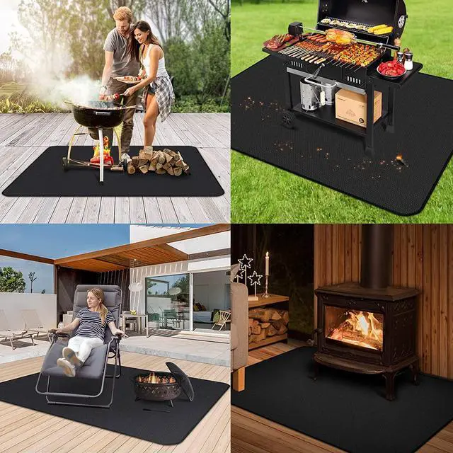 Alt view image 7 of 7 - Large 65 x 48 inches Under Grill Mat for Outdoor Grill,Double-Sided Fireproof Grill Pad for Fire Pit,Indoor Fireplace Mat Fire Pit Mat,Oil-Proof Waterproof BBQ Protector for Decks and Patios