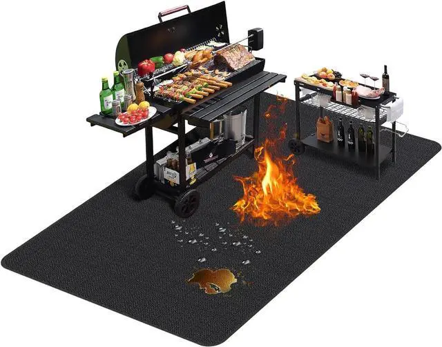 Main image of Large 76 x 52 inches Under Grill Mats for Outdoor Grill | Double-Sided Fireproof | Waterproof | Oil-Proof | Easy to Clean | Indoor Fireplace/Fire Pit Mat | Quality BBQ Mat for Deck Patio Lawn