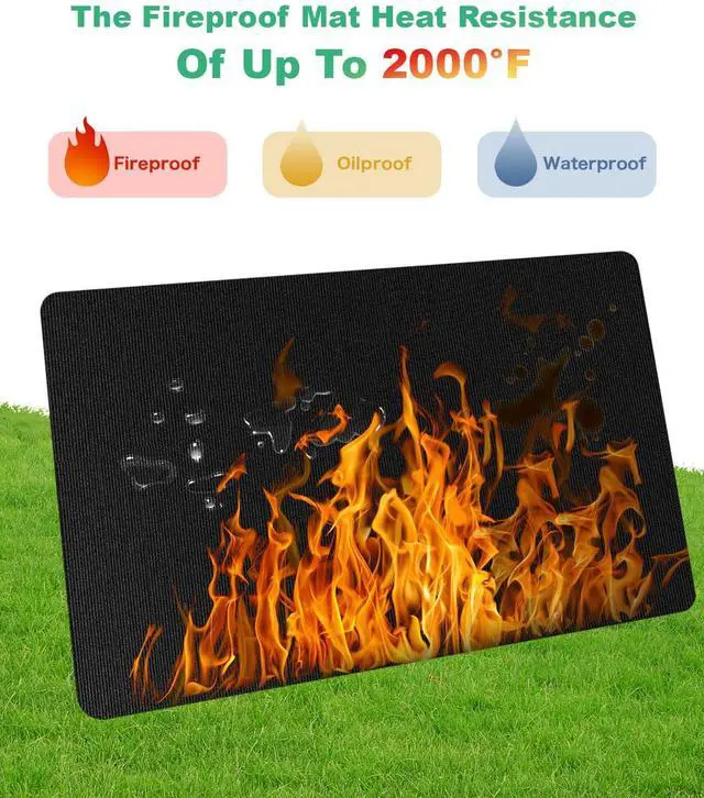 Alt view image 3 of 7 - Large 76 x 52 inches Under Grill Mats for Outdoor Grill | Double-Sided Fireproof | Waterproof | Oil-Proof | Easy to Clean | Indoor Fireplace/Fire Pit Mat | Quality BBQ Mat for Deck Patio Lawn