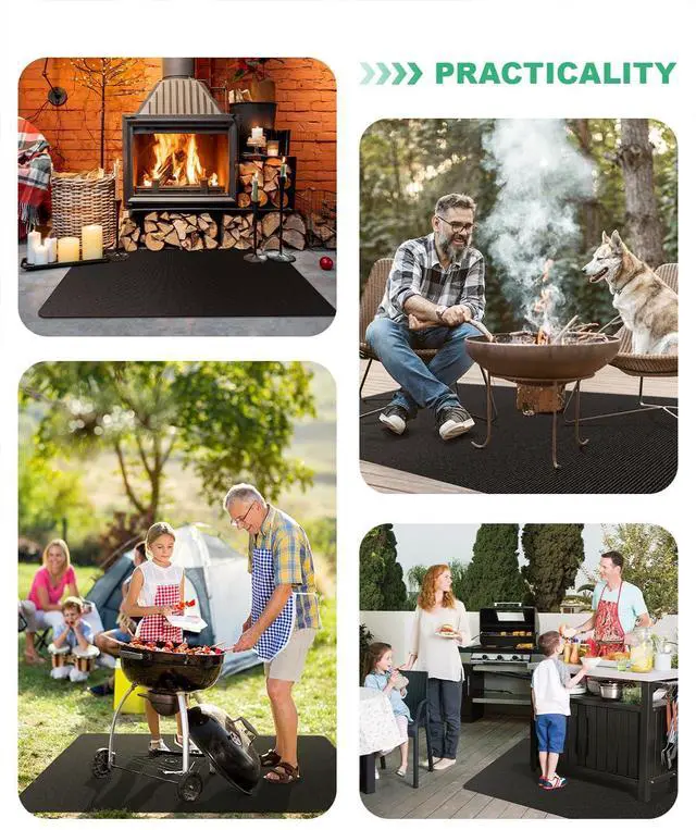 Alt view image 6 of 7 - Large 76 x 52 inches Under Grill Mats for Outdoor Grill | Double-Sided Fireproof | Waterproof | Oil-Proof | Easy to Clean | Indoor Fireplace/Fire Pit Mat | Quality BBQ Mat for Deck Patio Lawn