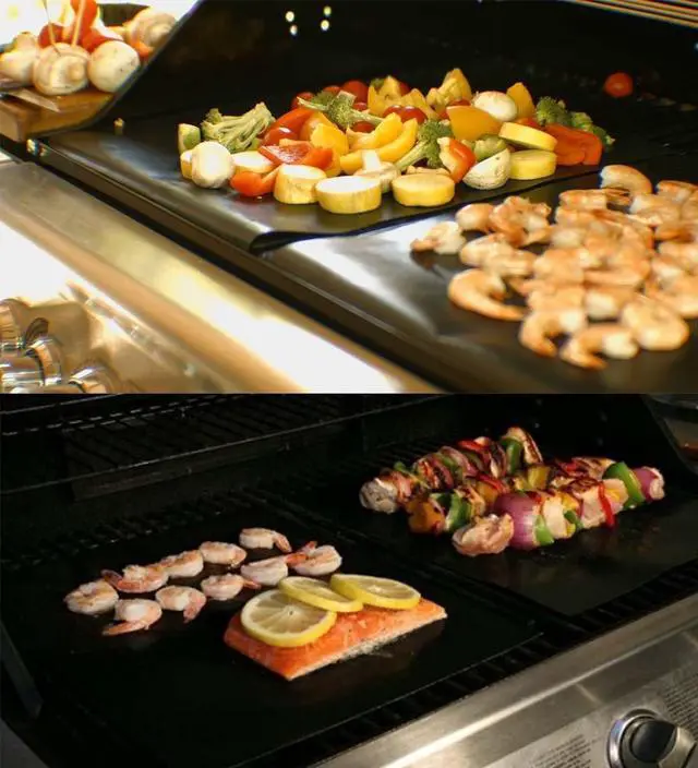 Alt view image 7 of 7 - Grill Mat Set of 6-100% Non-Stick Reusable Mats for Gas, Charcoal or Electric Grills - Easy to Clean - 15.75 x 13-Inch, Black