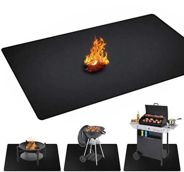 Main image of 48 x 30 inch Under Grill Mats for Outdoor Grill, Double-Sided Fireproof, Oil and Waterproof Protective Mat for Grass and Deck, Outerdoor BBQ Fire Pit Fireplace Mat