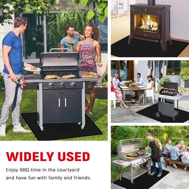 Alt view image 7 of 7 - 48 x 30 inch Under Grill Mats for Outdoor Grill, Double-Sided Fireproof, Oil and Waterproof Protective Mat for Grass and Deck, Outerdoor BBQ Fire Pit Fireplace Mat