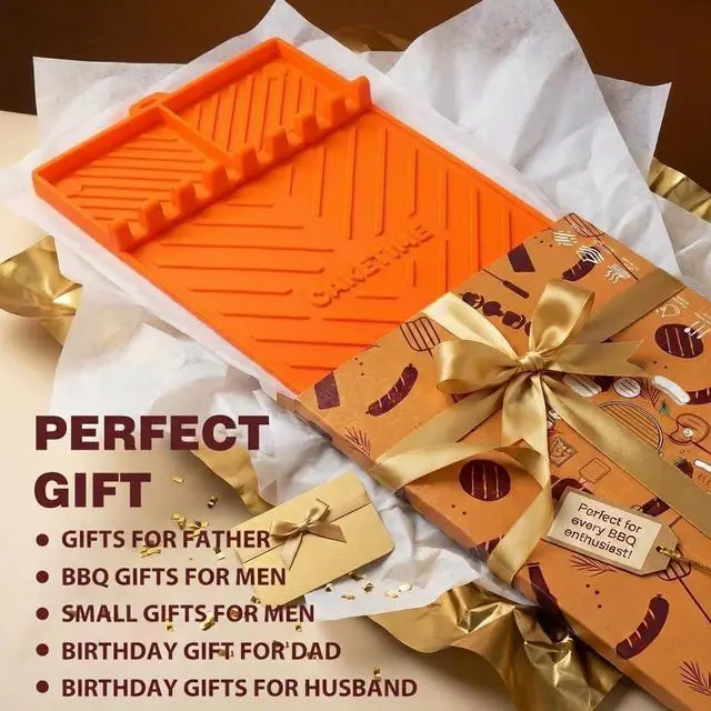 Alt view image 4 of 6 - Silicone Grill Mats for Blackstone Griddle Accessories Baking Cooking Kitchen BBQ Must Haves Countertop Weber Traeger Stove Outdoor Camping Lawn Orange Father Dad Chef Men Gifts