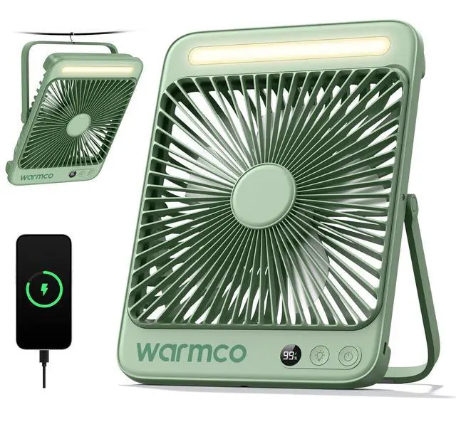 Main image of 20000mAh Battery Powered Fan, 8-Inch Ultra-Slim Portable Camping Fan with LED Lantern, Up to 48H Runtime Rechargeable Desk Fan for Bedroom, Outdoor, Tent, Travel, Cruise Ship Essentials