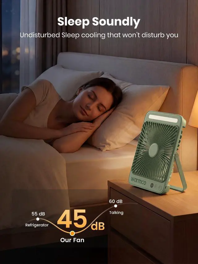 Alt view image 4 of 7 - 20000mAh Battery Powered Fan, 8-Inch Ultra-Slim Portable Camping Fan with LED Lantern, Up to 48H Runtime Rechargeable Desk Fan for Bedroom, Outdoor, Tent, Travel, Cruise Ship Essentials