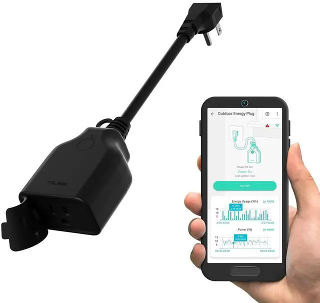 Main image of Smart Outdoor Energy Plug, IP63, 1800W, 15A Smart Plug with Real-Time Energy Monitoring, Automatic Safety Shutoff, Alexa & Google Assistant Compatible, Require YoLink Hub