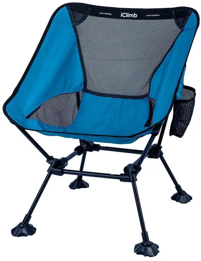 Main image of Ultralight Compact Camping Folding Beach Chair with Anti-Sinking Large Feet and Back Support Webbing (Blue - Square Frame)