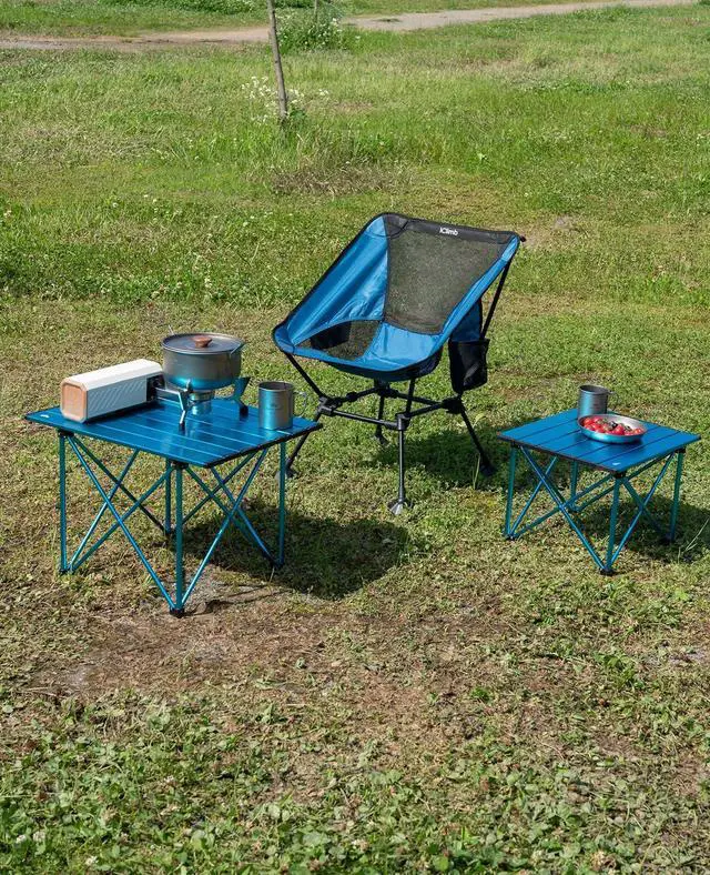 Alt view image 3 of 7 - Ultralight Compact Camping Folding Beach Chair with Anti-Sinking Large Feet and Back Support Webbing (Blue - Square Frame)