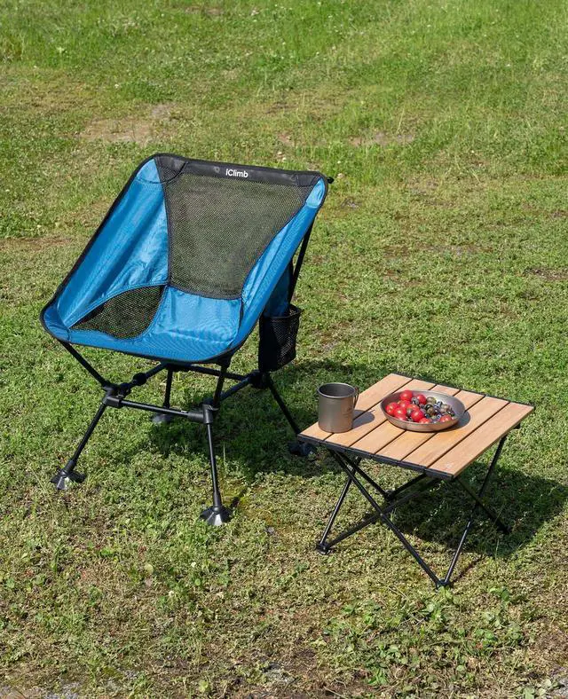Alt view image 4 of 7 - Ultralight Compact Camping Folding Beach Chair with Anti-Sinking Large Feet and Back Support Webbing (Blue - Square Frame)
