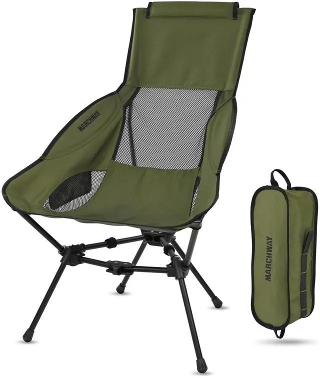 Main image of Lightweight Folding High Back Camping Chair with Head Support, Stable Portable Compact for Outdoor Camp, Travel, Beach, Picnic, Festival, Hiking, Backpacking (Highback Green)