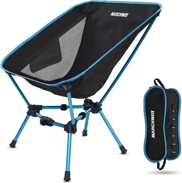 Main image of Lightweight Folding Camping Chair, Portable Foldable Compact for Outdoor Camp, Travel, Beach, Picnic, Festival, Hiking, Backpacking, Supports 330Lbs (Blue)