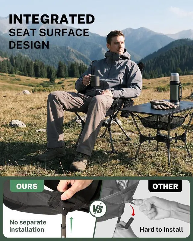 Alt view image 5 of 7 - XL Portable Camping Chair, 6th Gen Lightweight Pop-up Folding Chair with Anti-Sinking Feet, 17.5in High Seat, 330LBS Capacity for Outdoor Camping Hiking Beach Picnic Sports(Silver Ripstop, 1PCS)