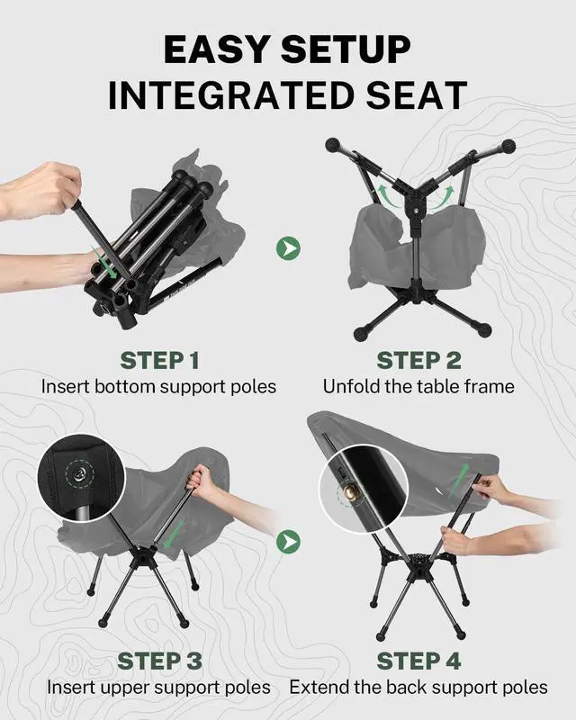 Alt view image 2 of 7 - XL Portable Camping Chair, 6th Gen Lightweight Pop-up Folding Chair with Anti-Sinking Feet, 17.5in High Seat, 330LBS Capacity for Outdoor Camping Hiking Beach Picnic Sports(Silver Ripstop, 1PCS)