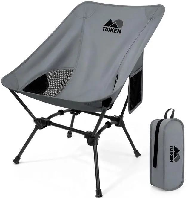 Main image of Ultralight Camping Chair Backpacking Chair, Portable Camp Chair with Cup Holder & Storage Bag, Lightweight Compact Folding Chair for Hiking, Travel, Picnic Mountaineering-Grey